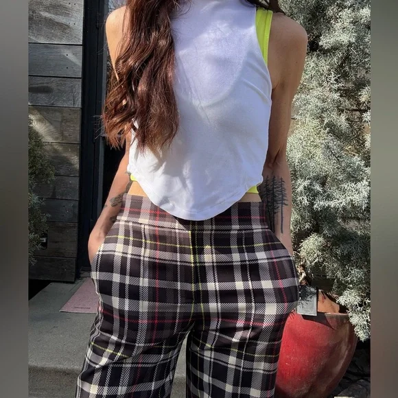Alice + Olivia Multicolor Plaid Wide Leg Pants